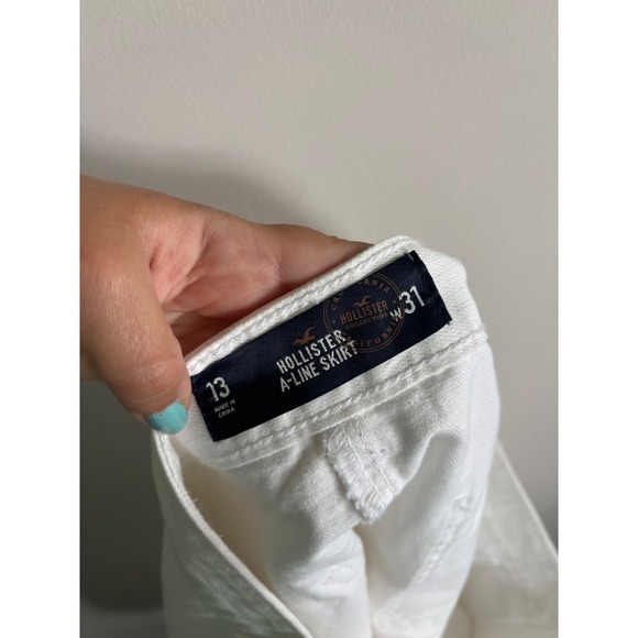 Hollister White Denim Skirt A-Line Button Front Casual‎ Mini Size 13 - Picture 5 of 8
